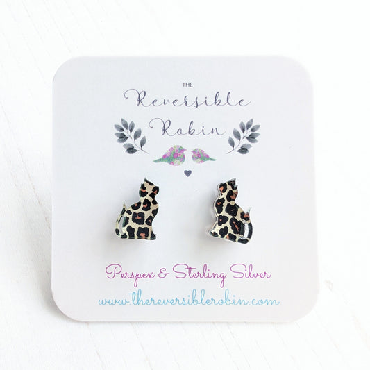 Cat studs, leopard print