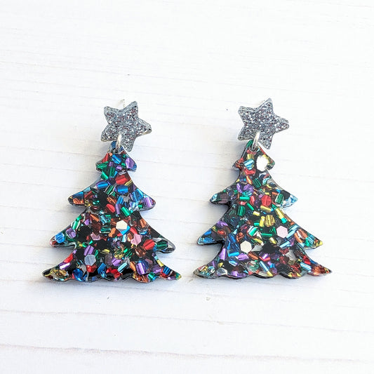 Statement Christmas Tree drop studs