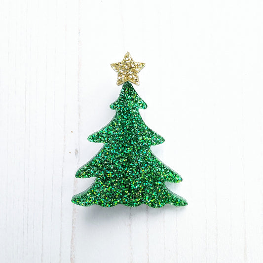 Christmas Tree Brooch Glitter