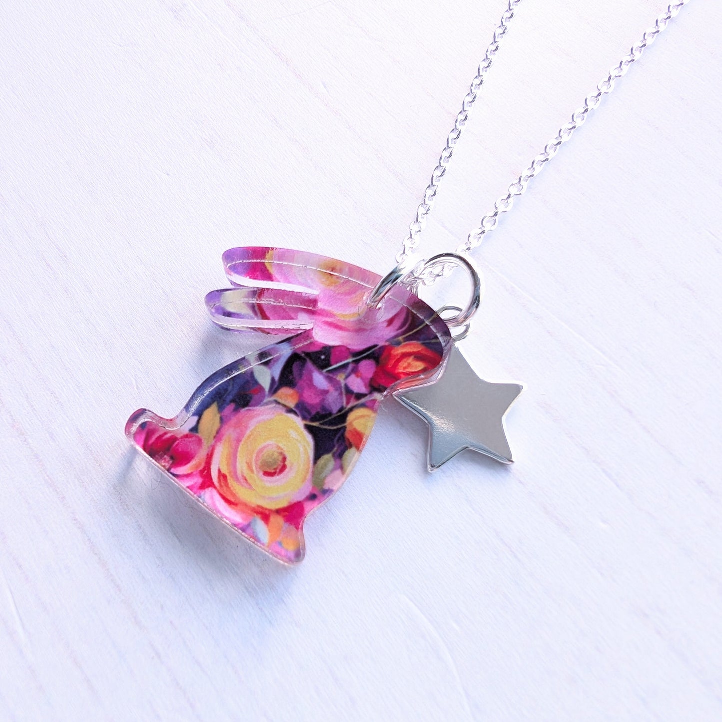 One of a kind bunny and star pendant