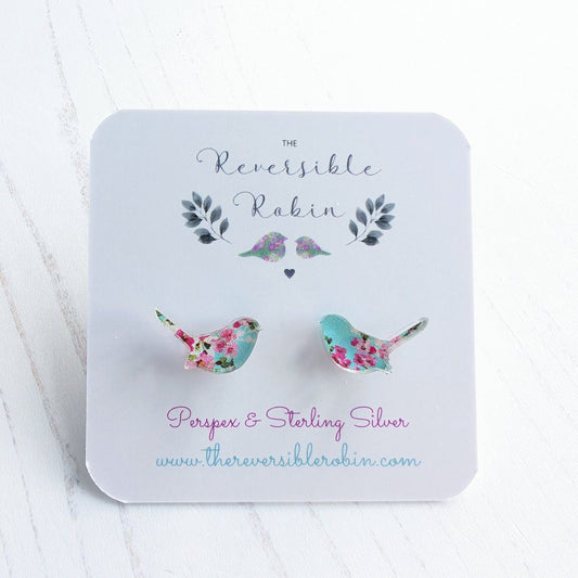 One of a kind Cherry Blossom Wren Studs