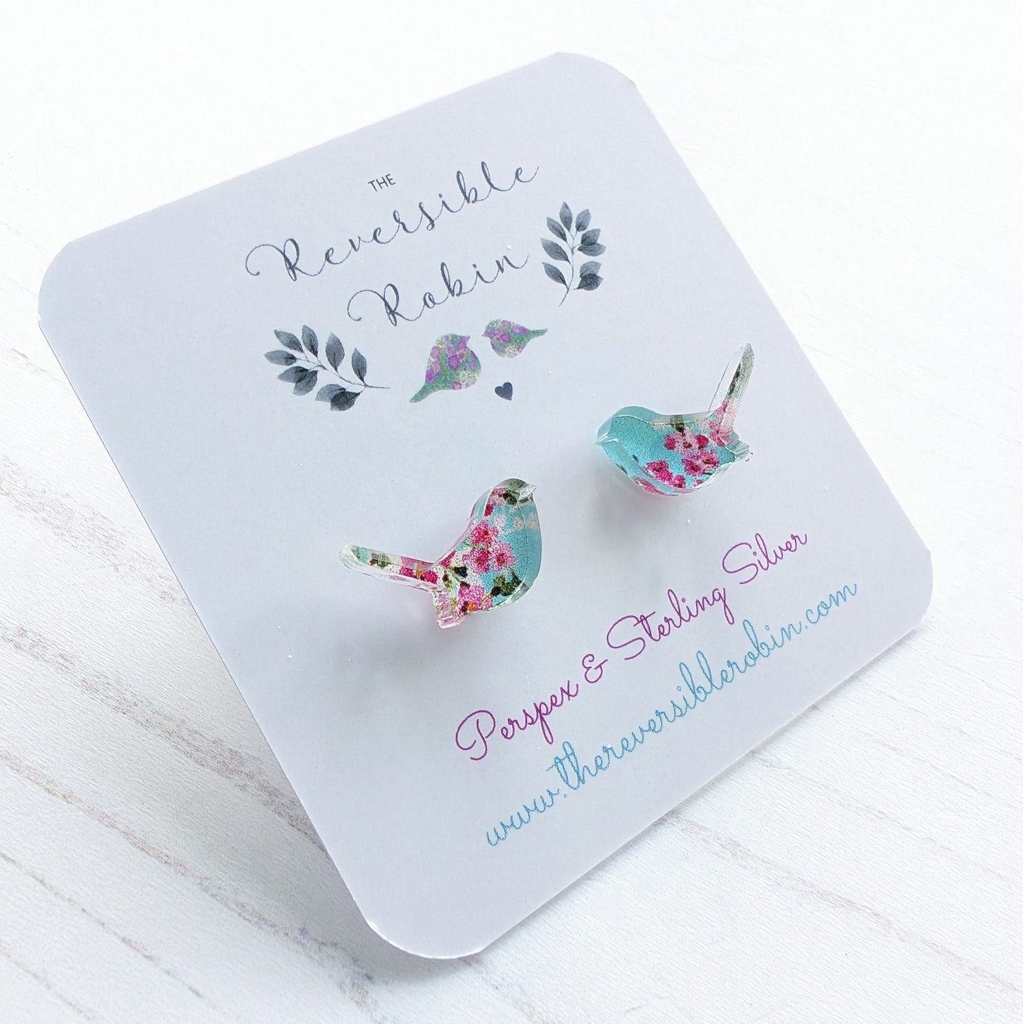 One of a kind Cherry Blossom Wren Studs