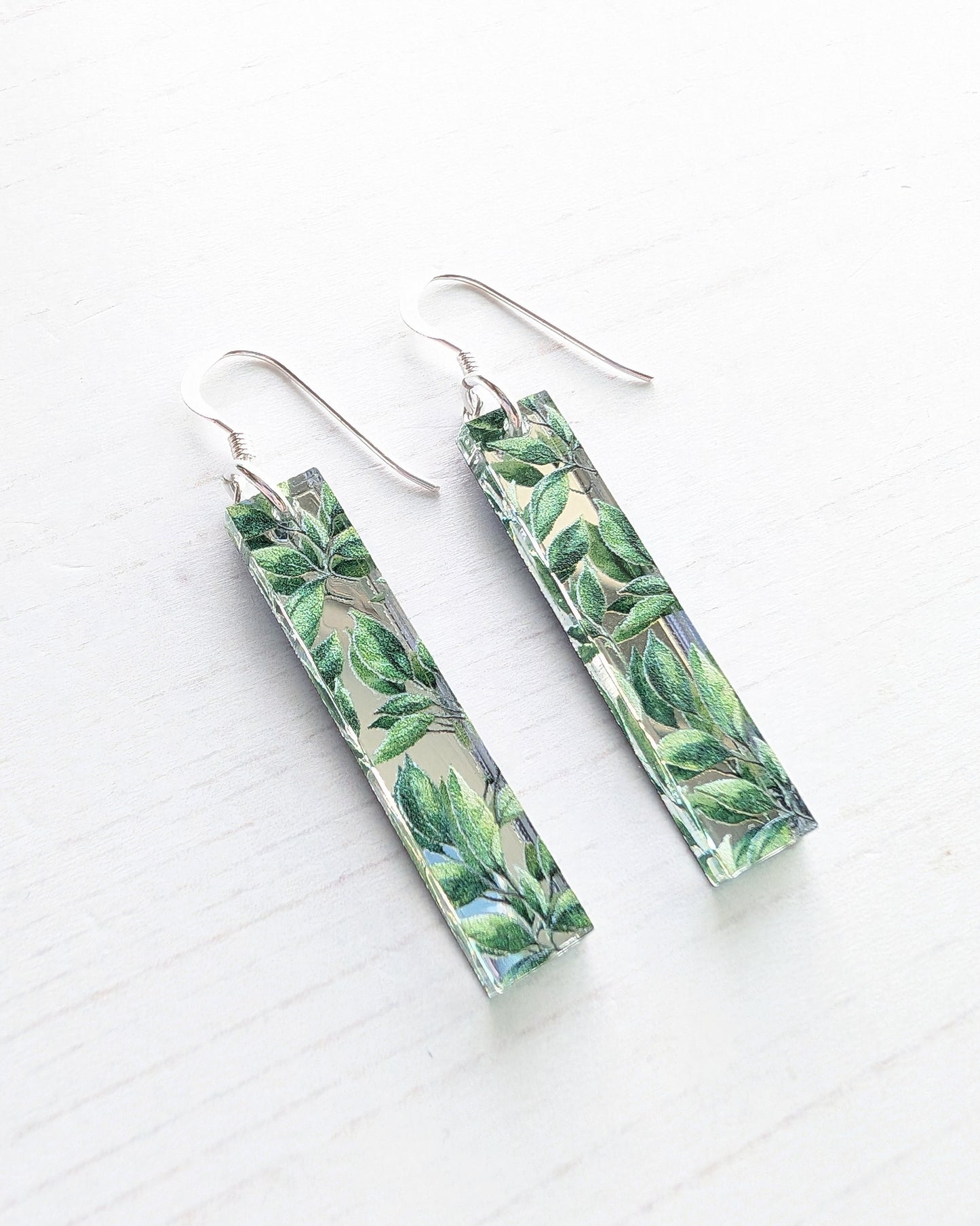 Ingot Drop Earrings, leaf pattern