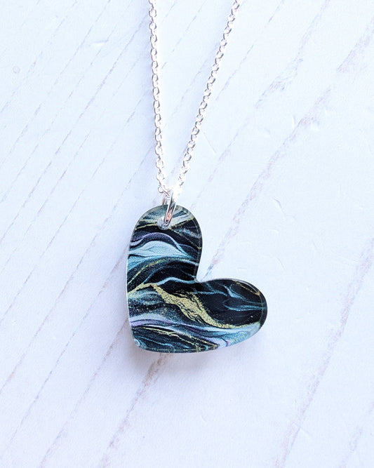 Puffy Heart Pendant - Ripple print