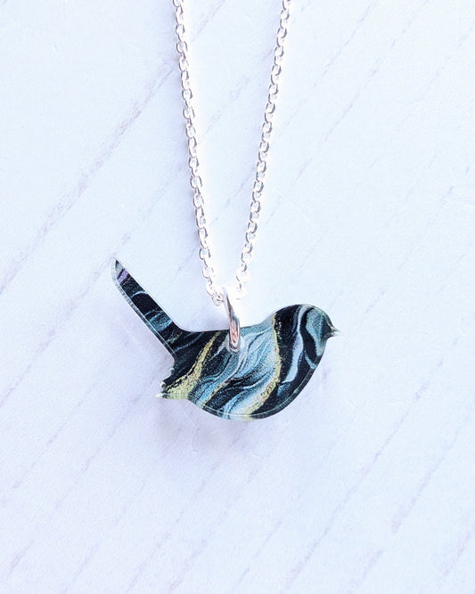 Mini Wren Pendant - Ripple Print