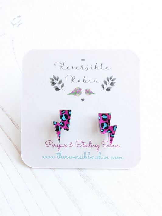 Lightning bots studs, pink Leopard