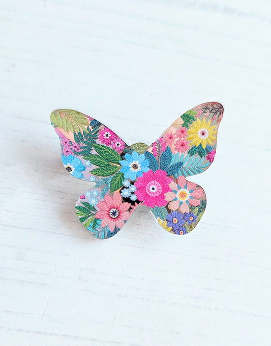 Butterfly Brooch, Spring flowers