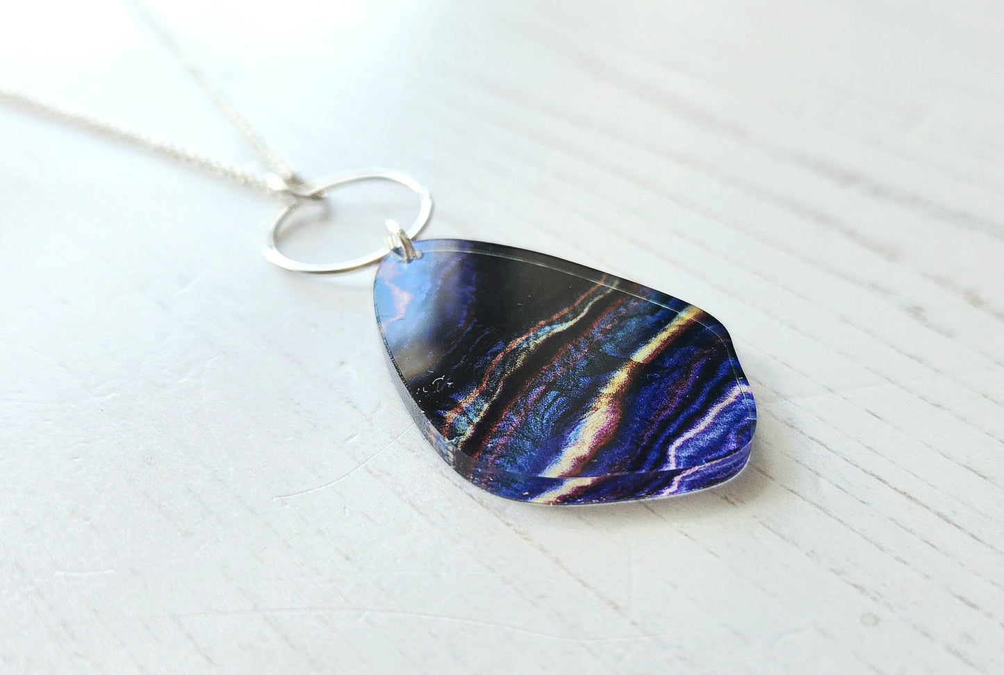 Large Pebble and Hoop Pendant, Lapis print