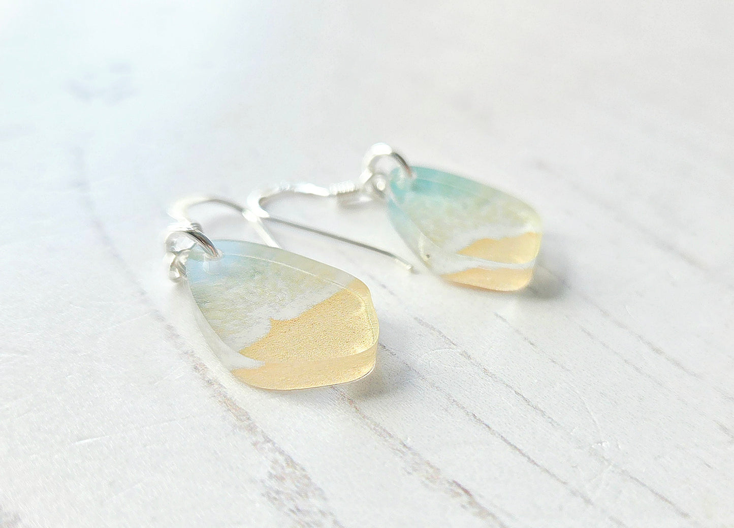 Mini Pebble drop earrings, Beach print