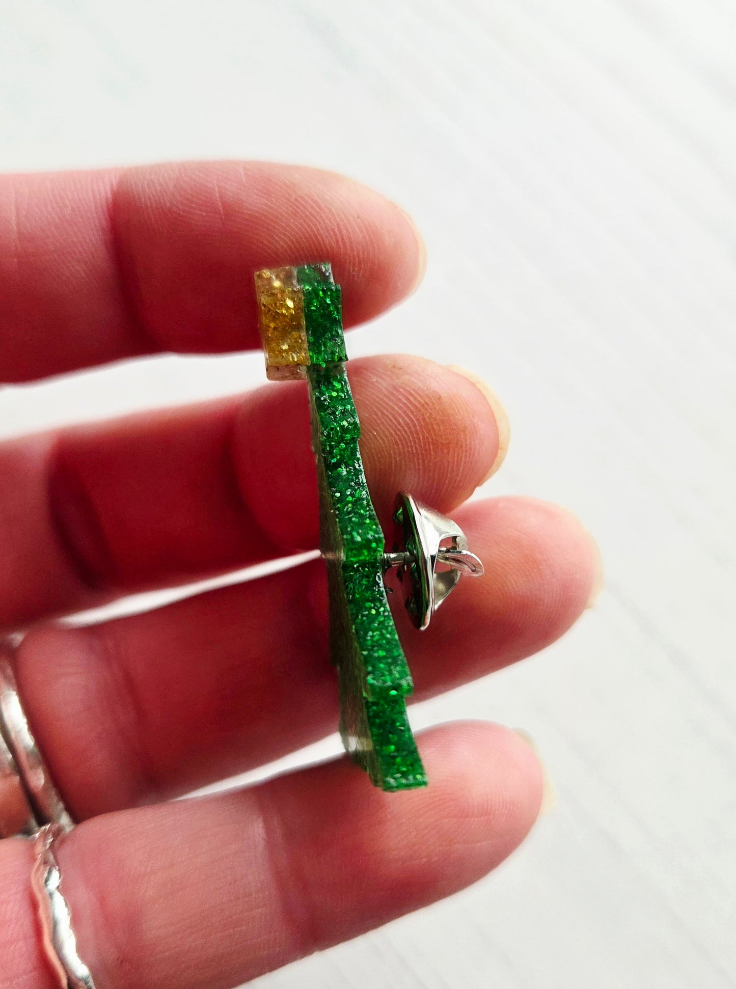 Christmas Tree Brooch Glitter