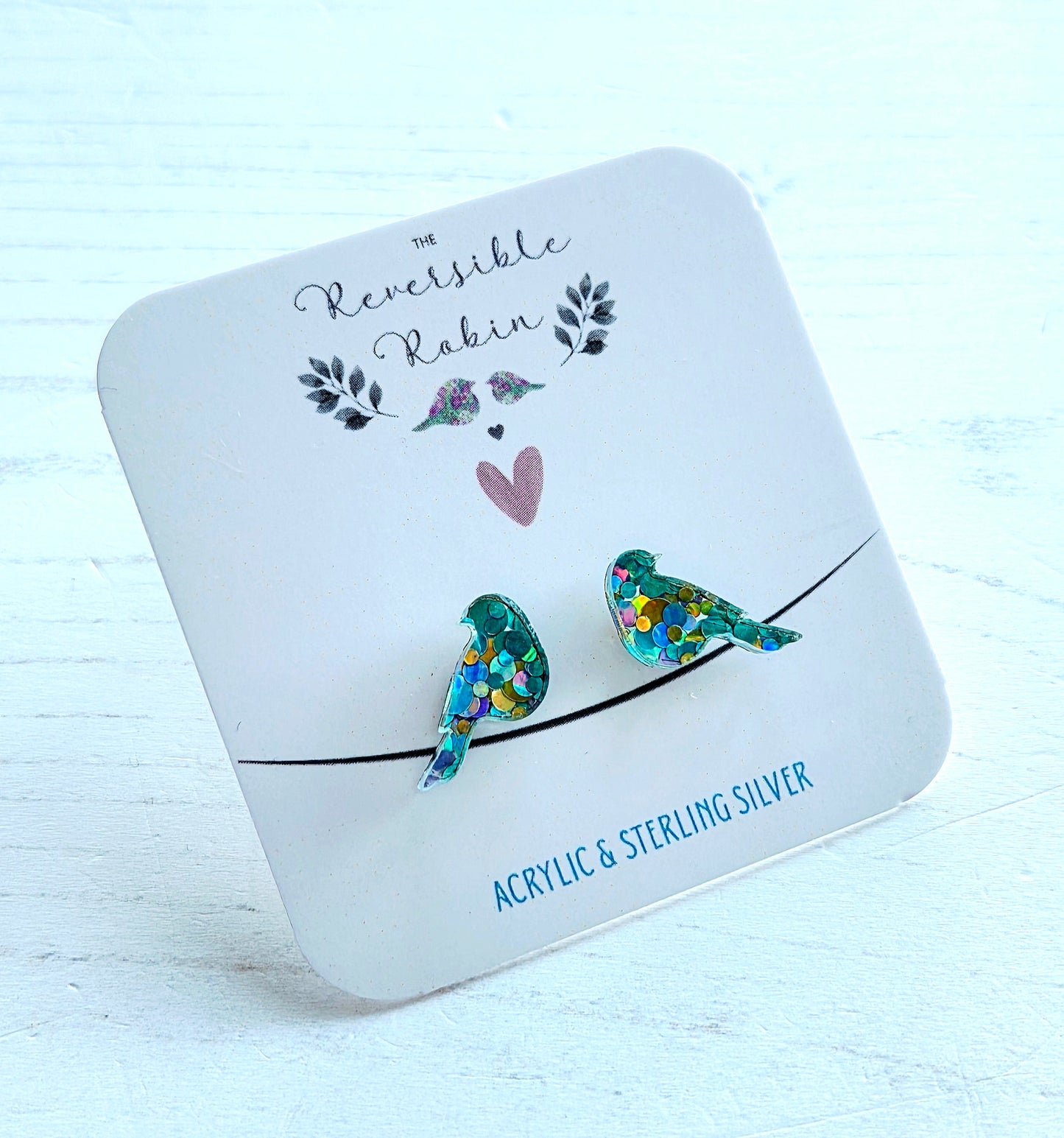 Bird studs, Chunky blue