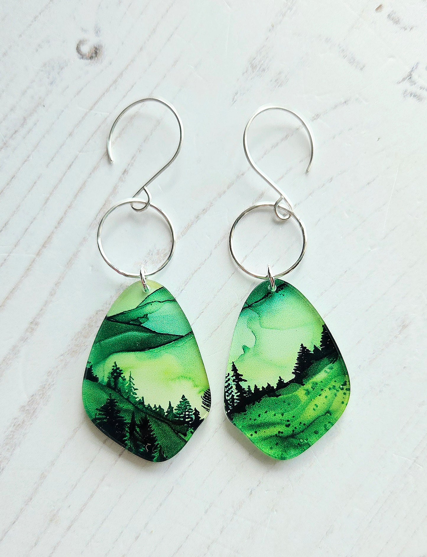 Statement Pebble earrings, Hillside print
