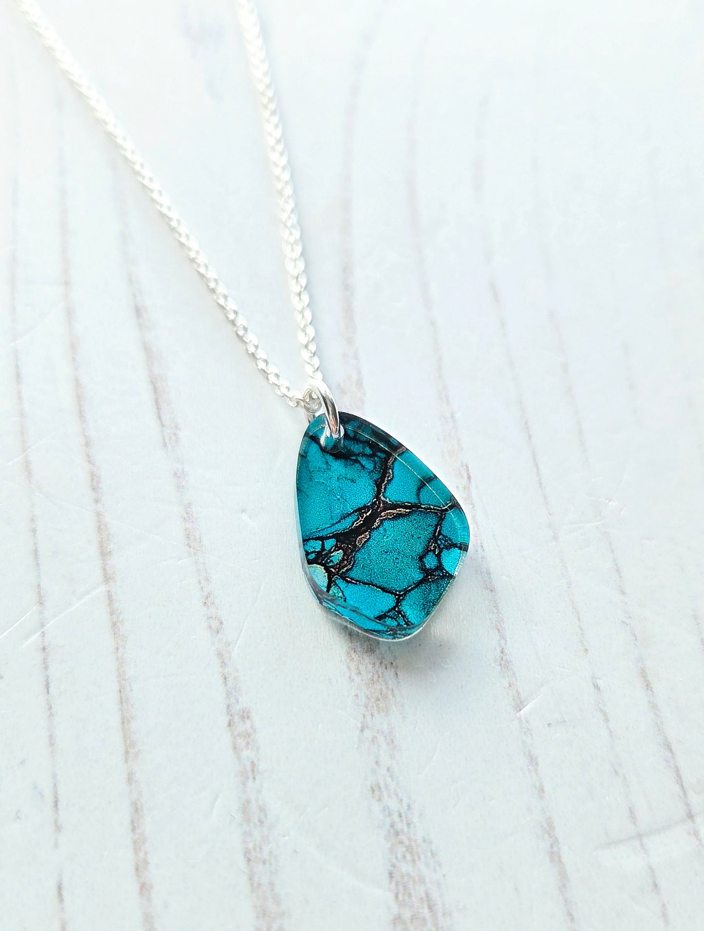 Mini Pebble Pendant, Natural Turquoise print