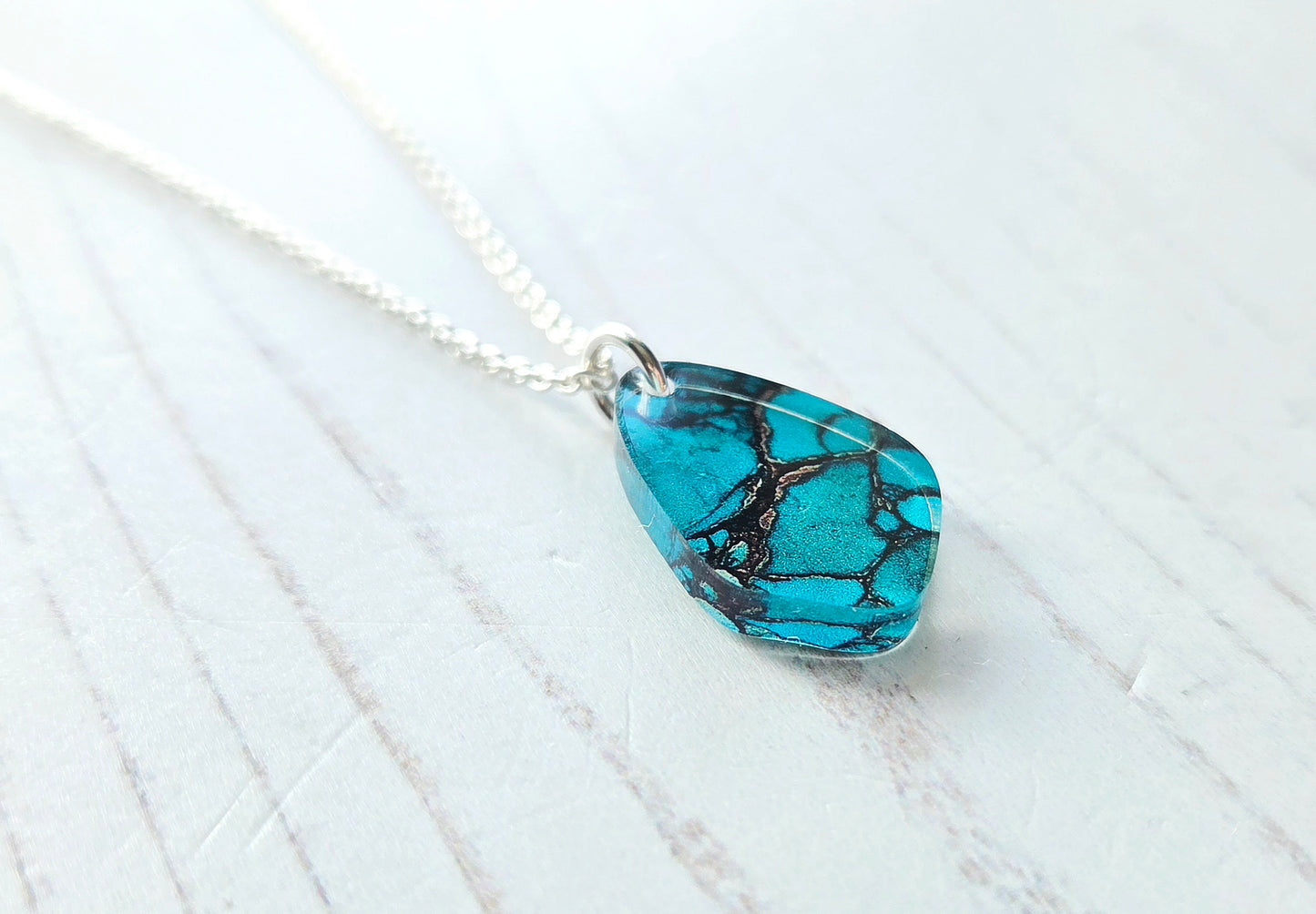 Mini Pebble Pendant, Natural Turquoise print
