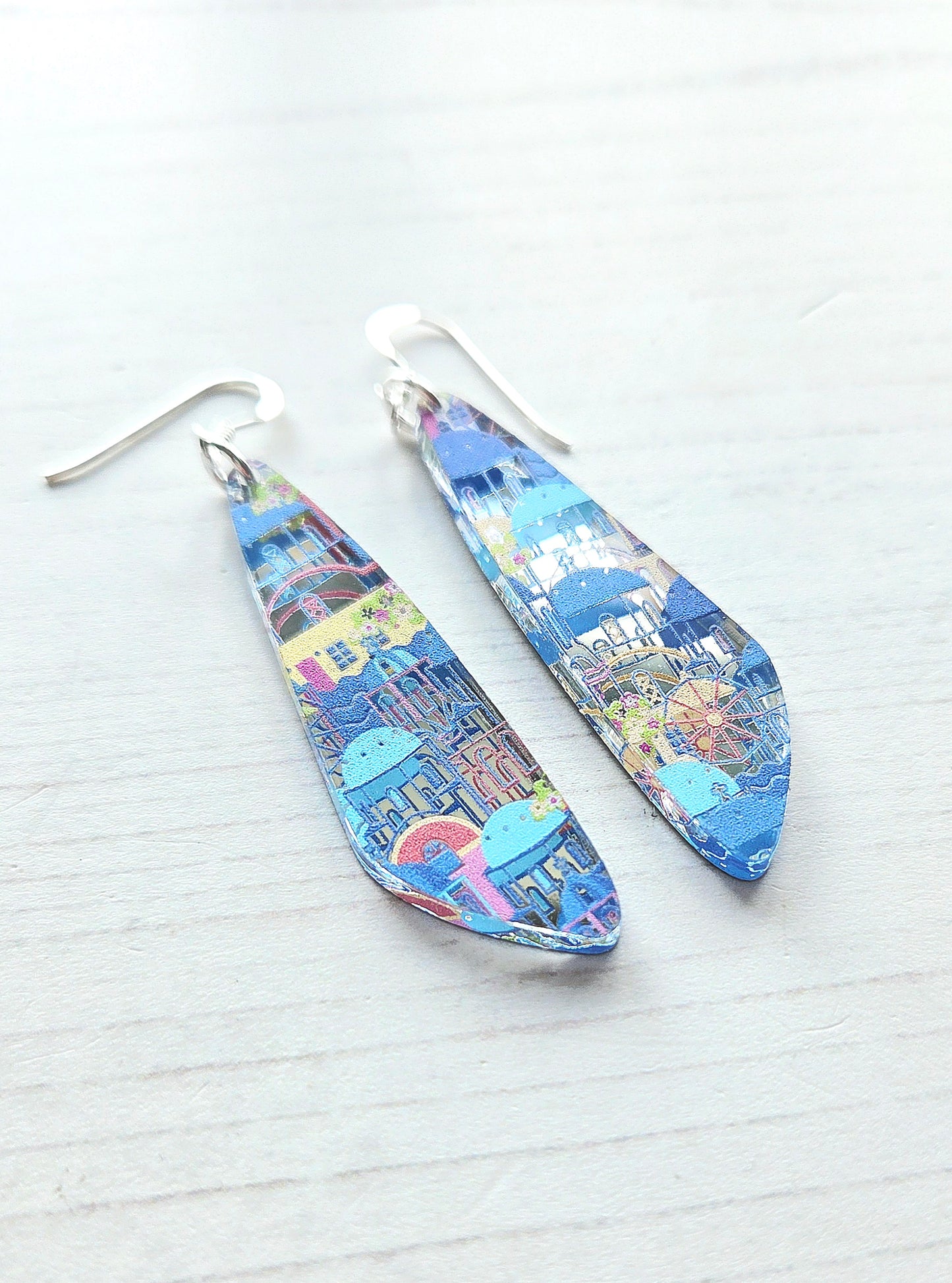 Statement drop earrings, Santorini