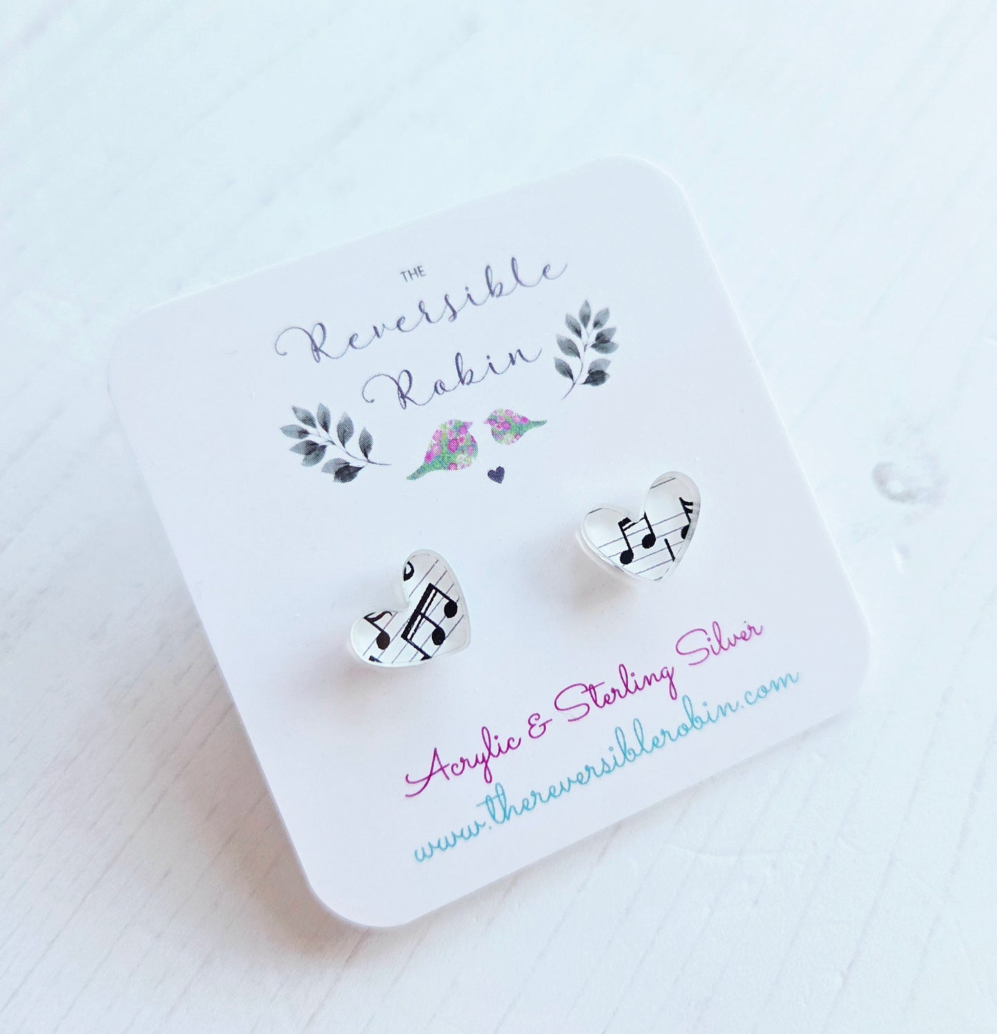 Heart Studs Music Note