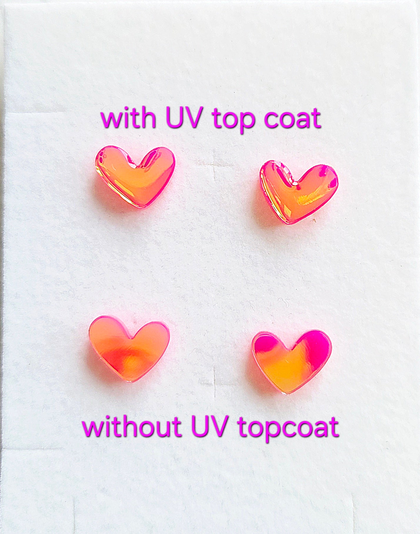 Puffy Heart Studs, Iridescent Sunset