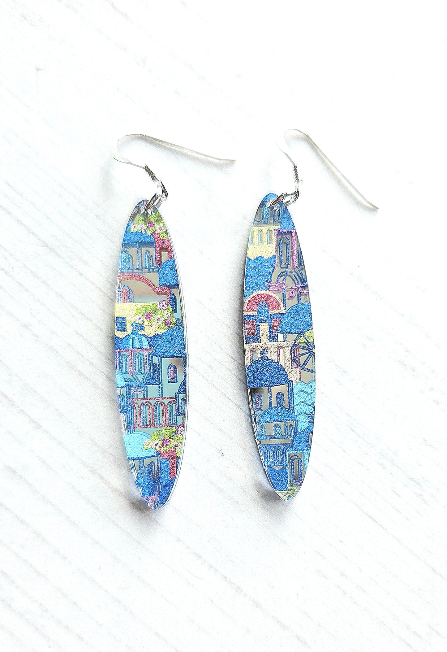 Statement oval drop earrings, Santorini
