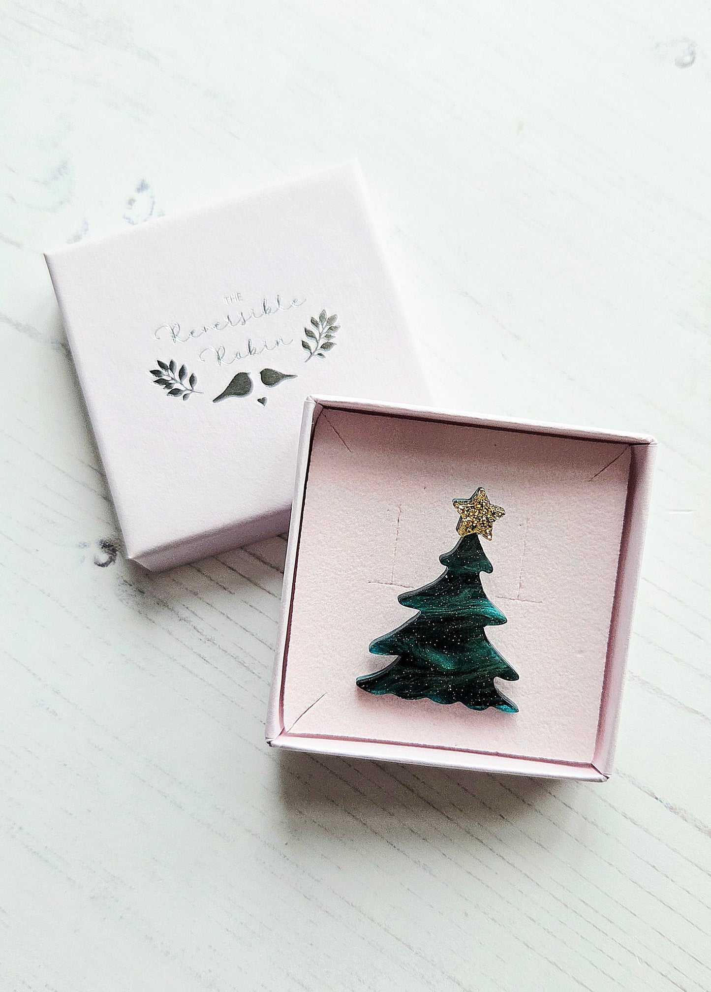 Christmas Tree Brooch Metallic swirl