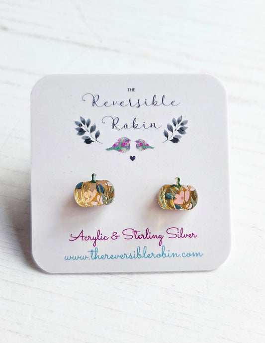 Pumpkin Studs, mirrored floral