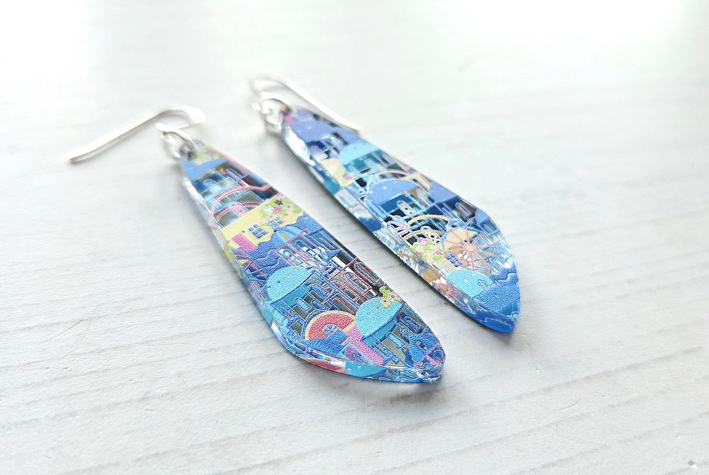 Statement drop earrings, Santorini