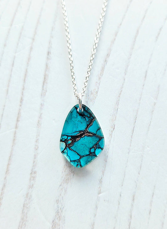 Mini Pebble Pendant, Natural Turquoise print