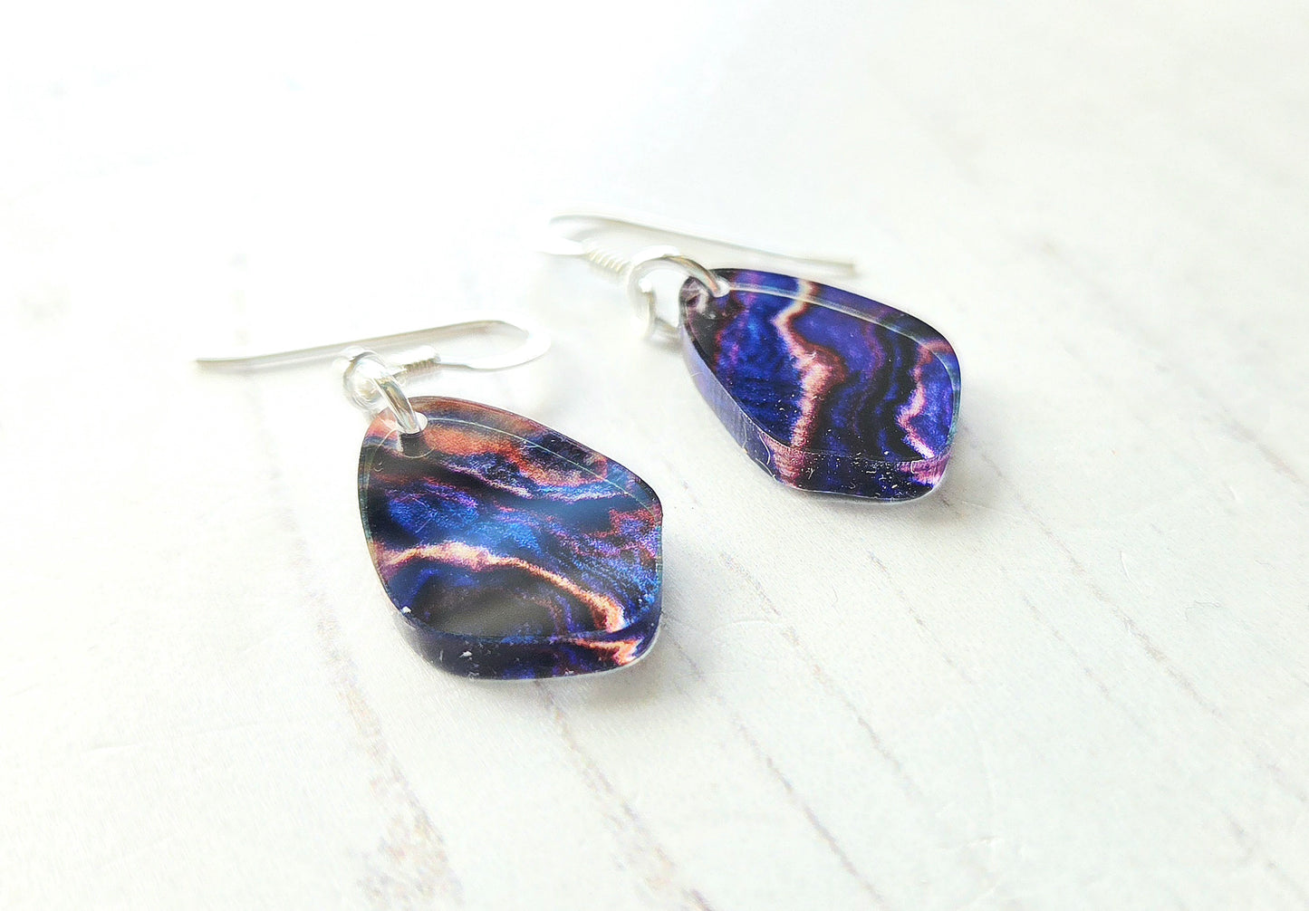 Pebble drop earrings, Lapis
