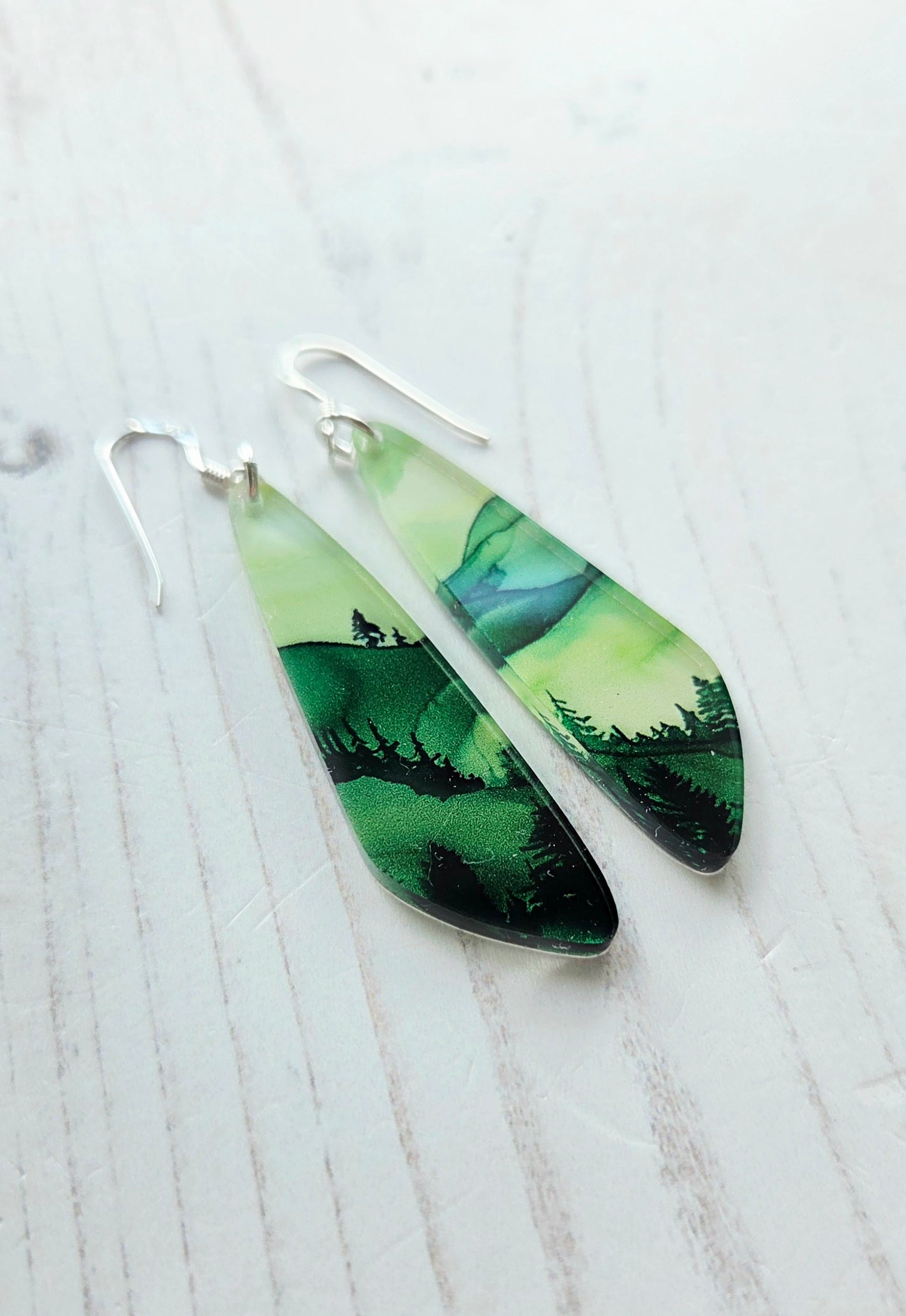 Statement drop earrings, rolling hills