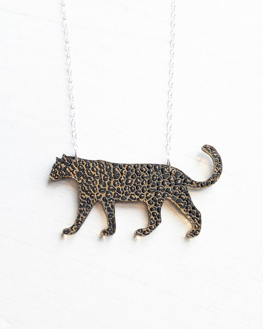 Leopard Statement Necklace, Gold Mirror
