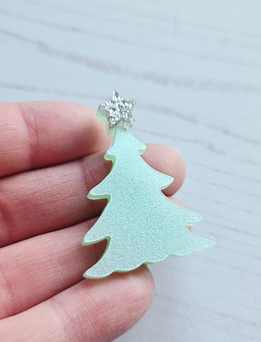 Christmas Tree Pin Brooch, Winter Frost