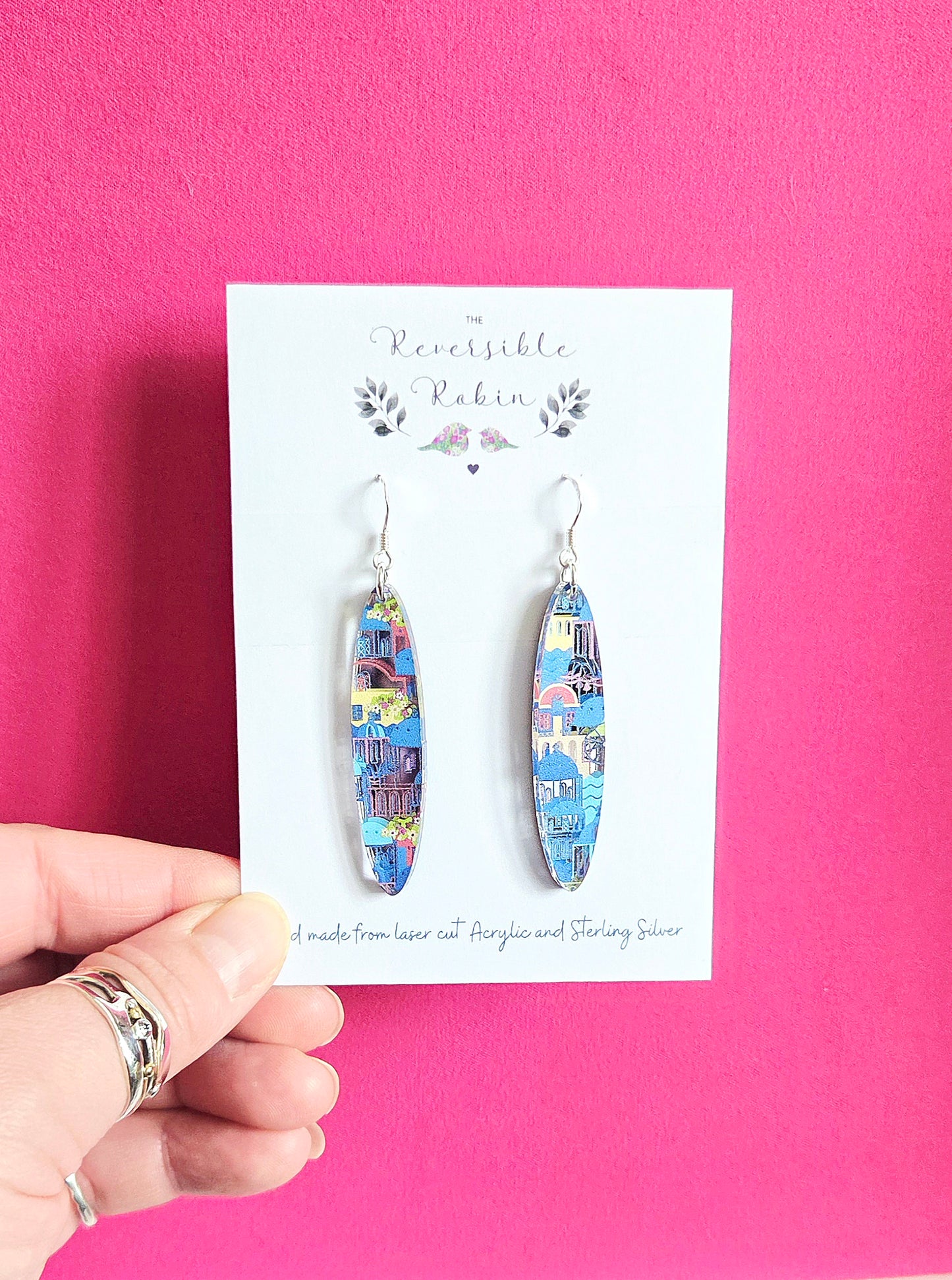 Statement oval drop earrings, Santorini