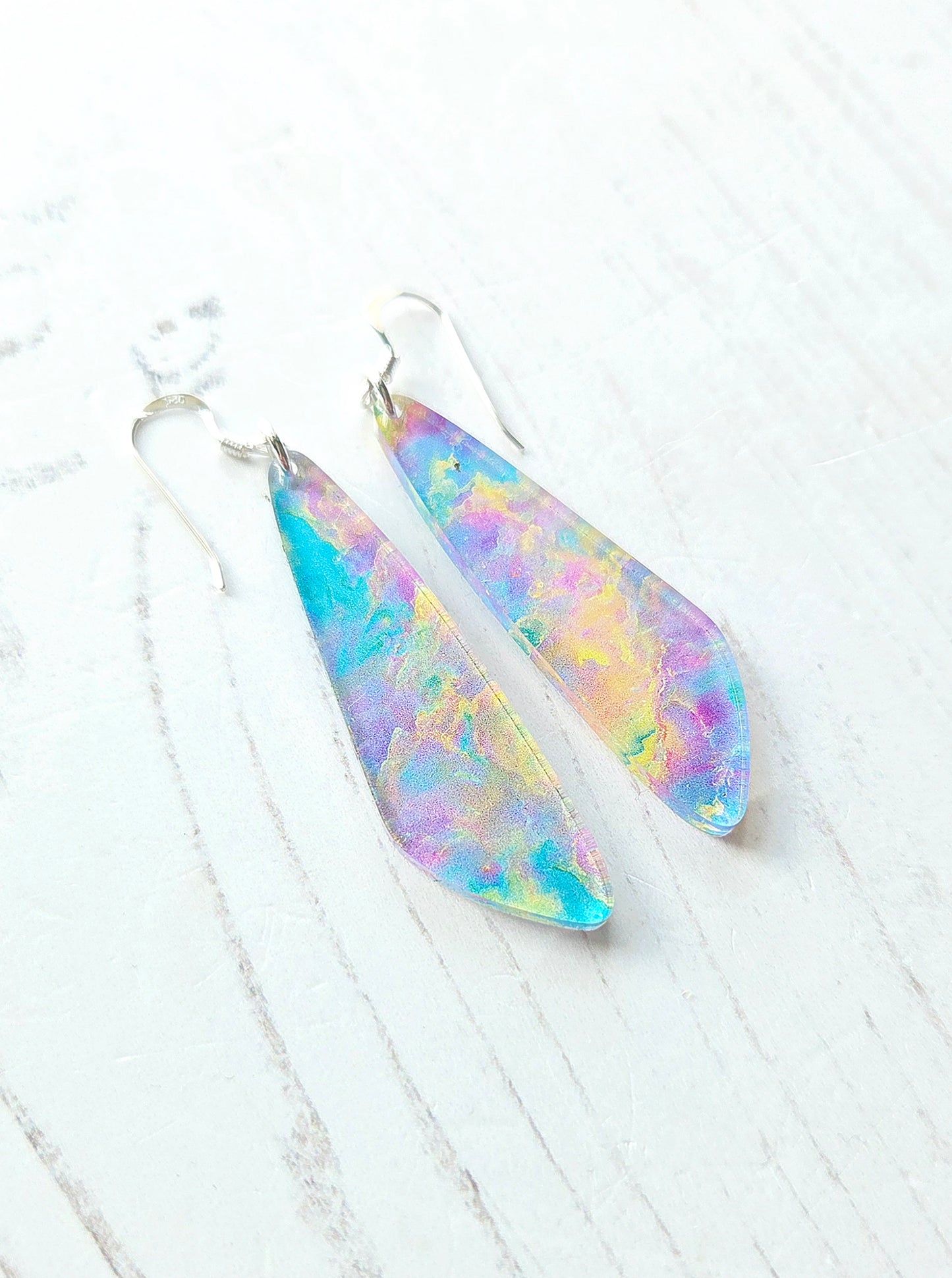 Statement drop earrings, Opal print
