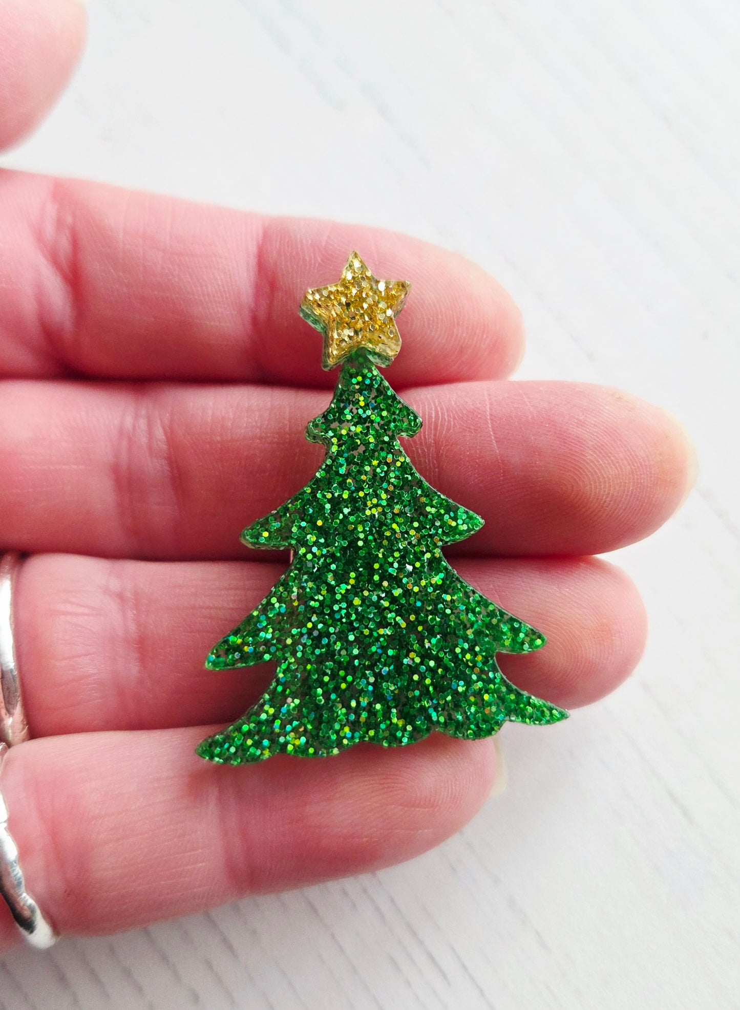 Christmas Tree Brooch Glitter