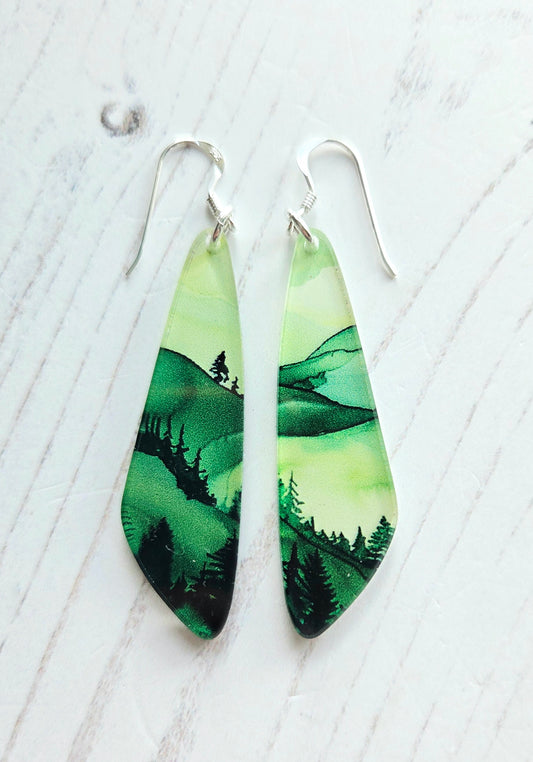 Statement drop earrings, rolling hills