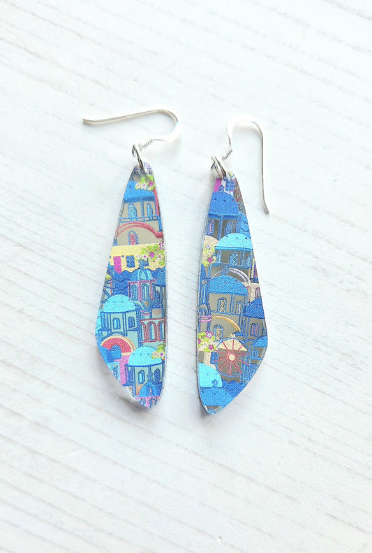 Statement drop earrings, Santorini