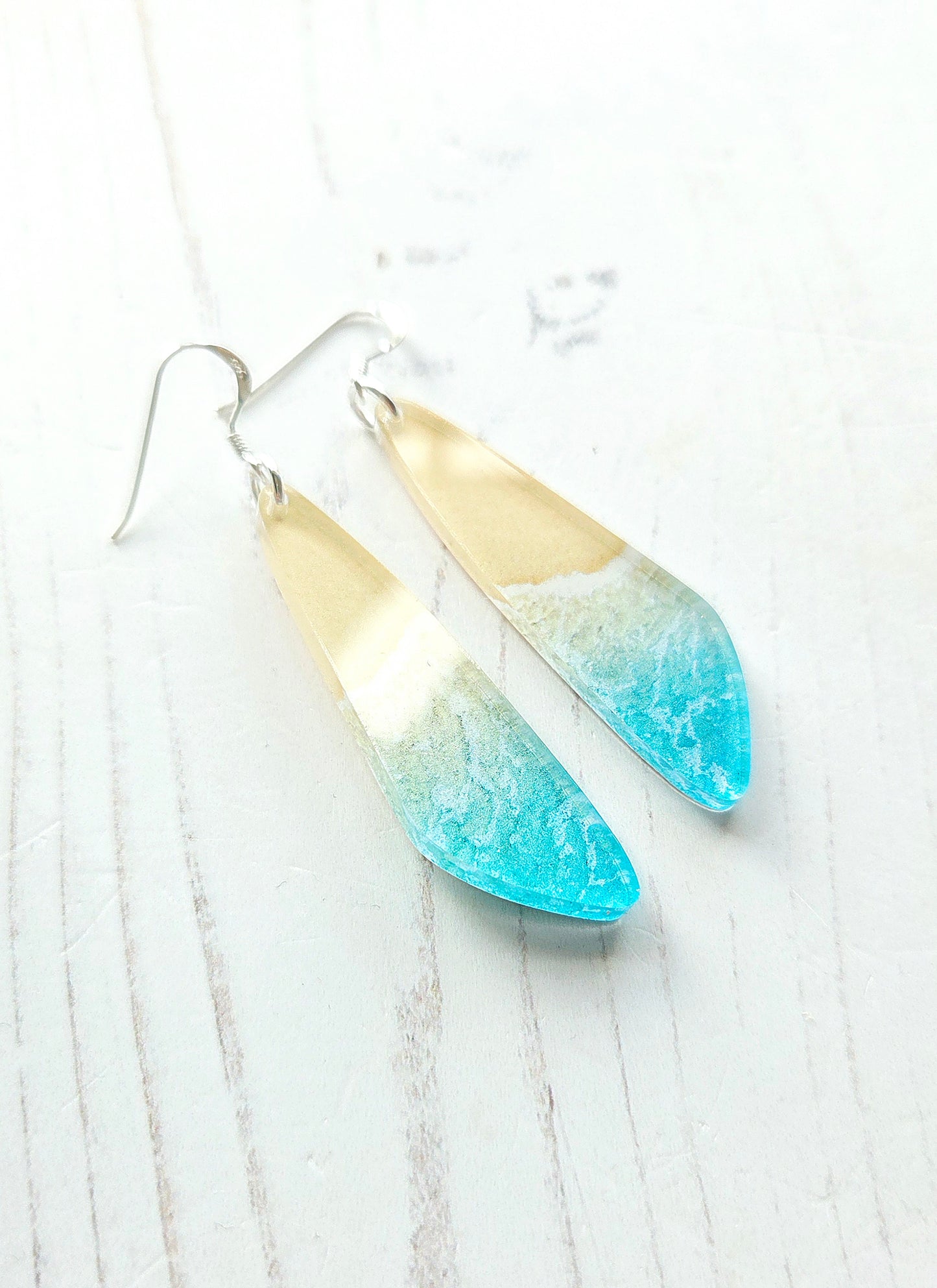 Statement drop earrings, Beach print