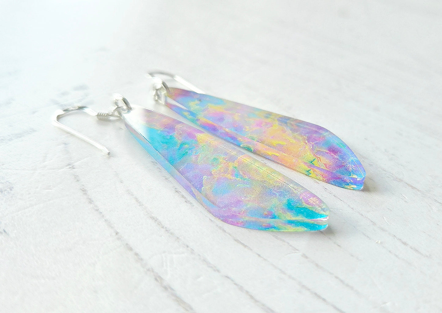Statement drop earrings, Opal print