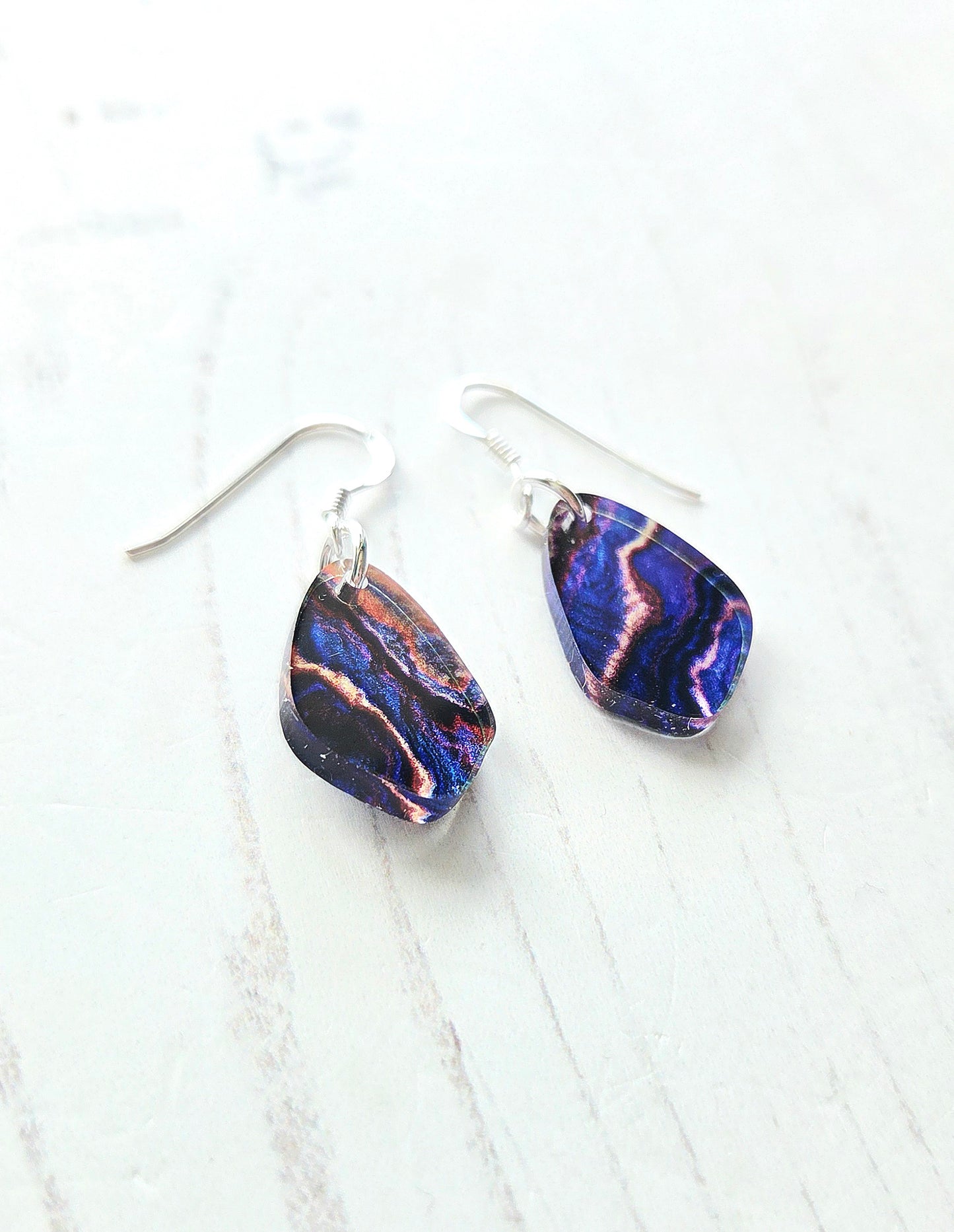 Pebble drop earrings, Lapis