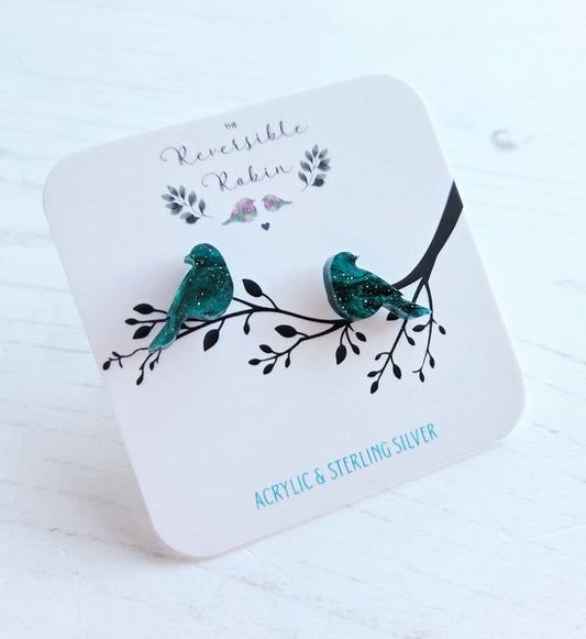 Bird studs, Green Galaxy