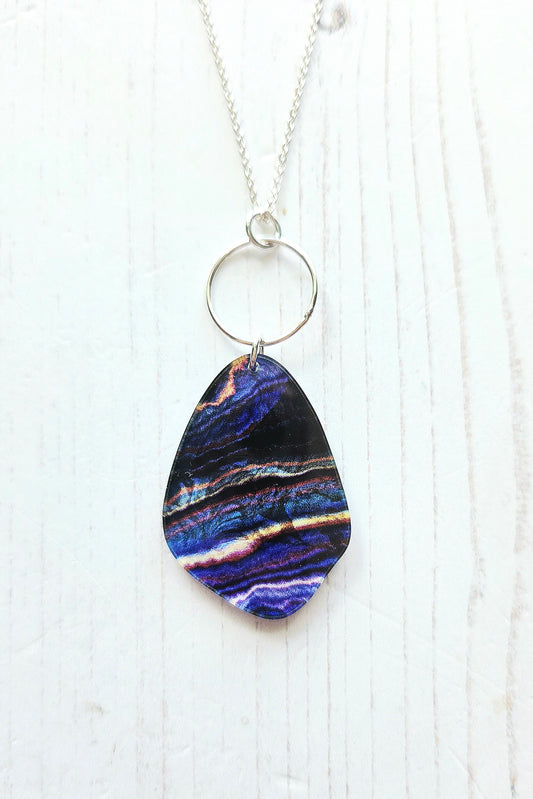 Large Pebble and Hoop Pendant, Lapis print