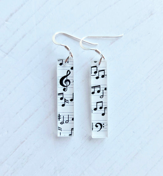 Ingot drop earrings, music note print