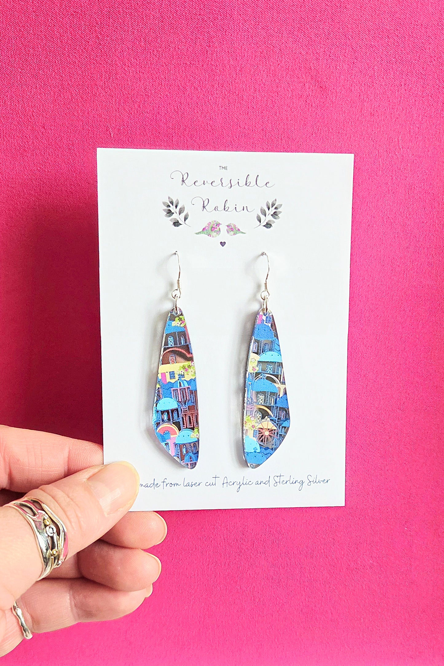 Statement drop earrings, Santorini