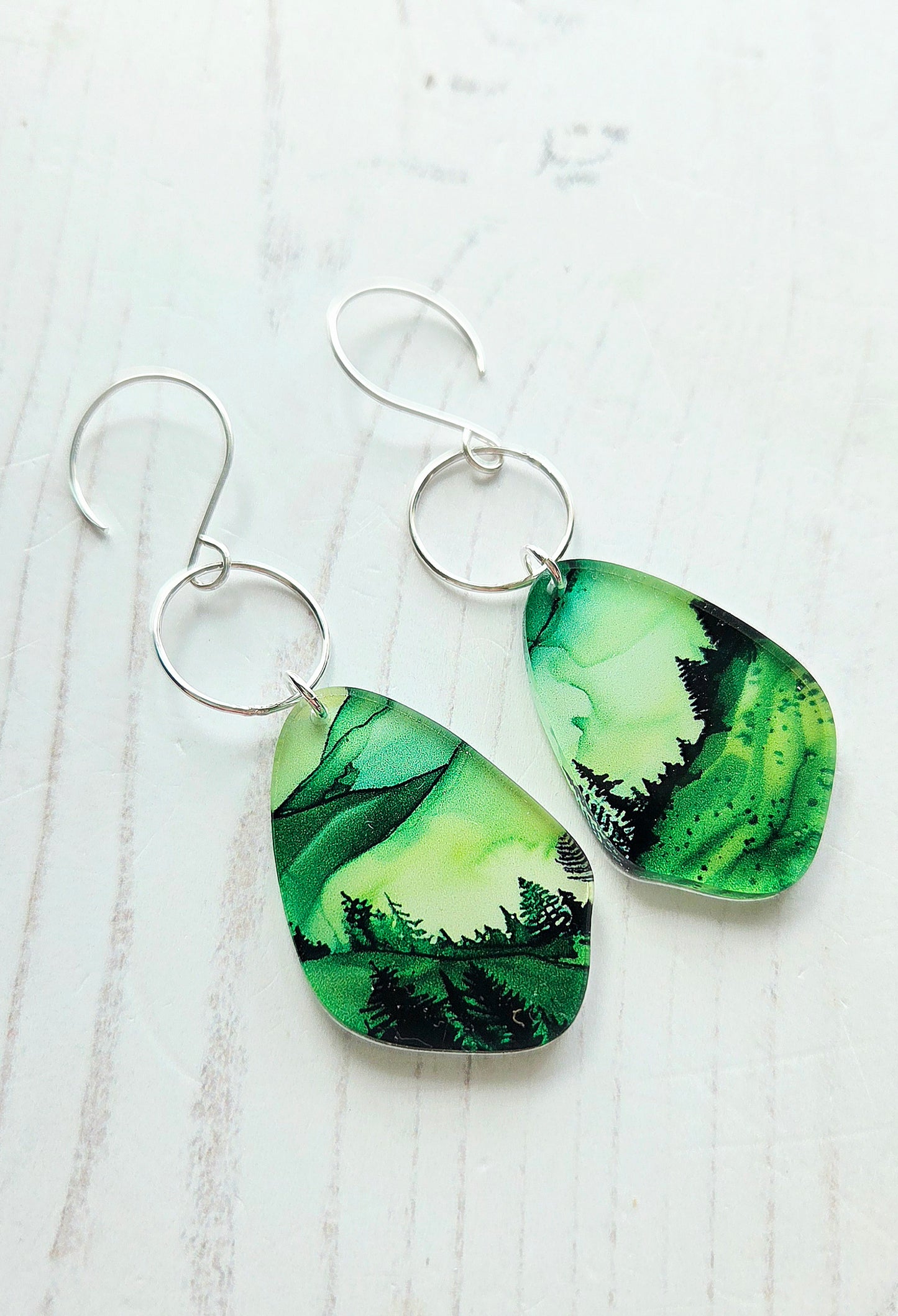 Statement Pebble earrings, Hillside print