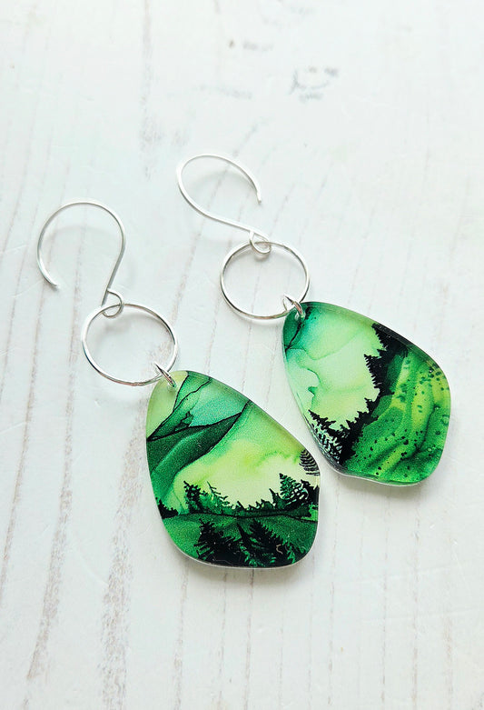 Statement Pebble earrings, Hillside print