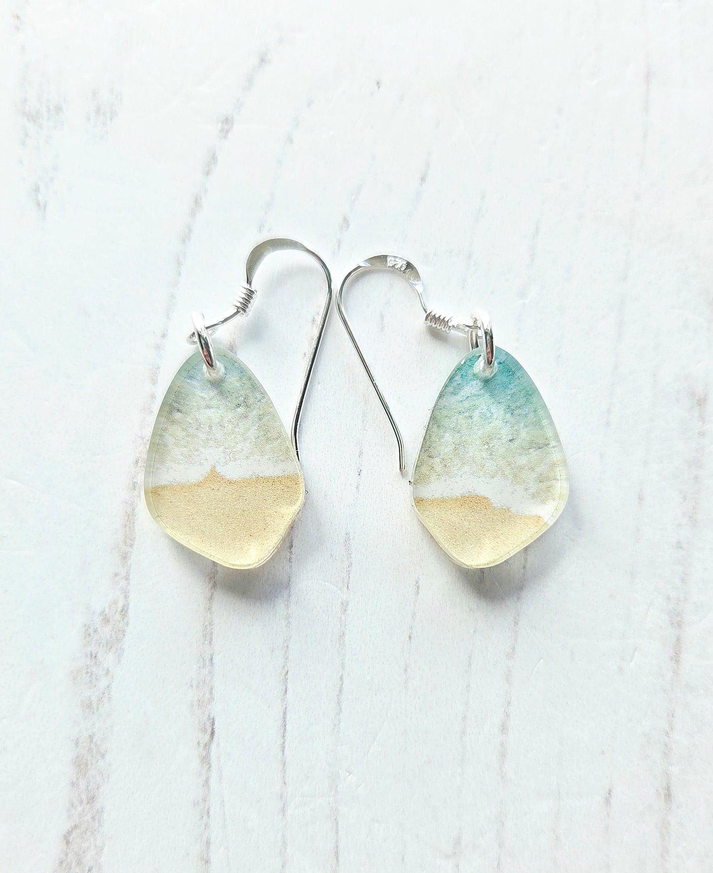 Mini Pebble drop earrings, Beach print