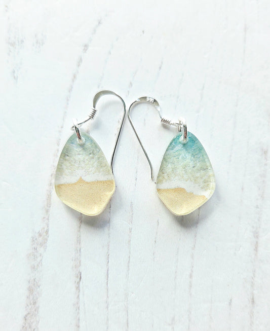 Mini Pebble drop earrings, Beach print