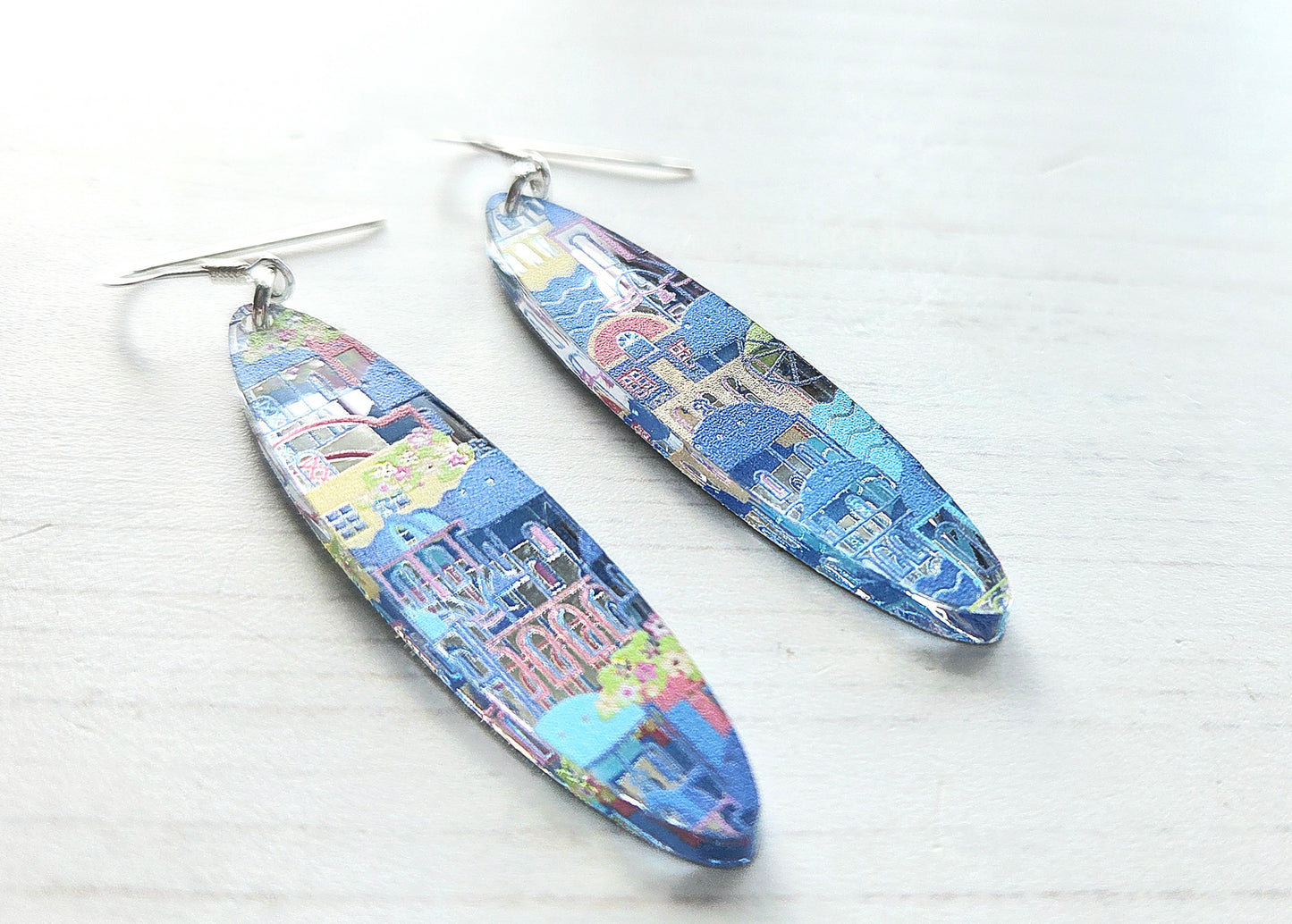 Statement oval drop earrings, Santorini