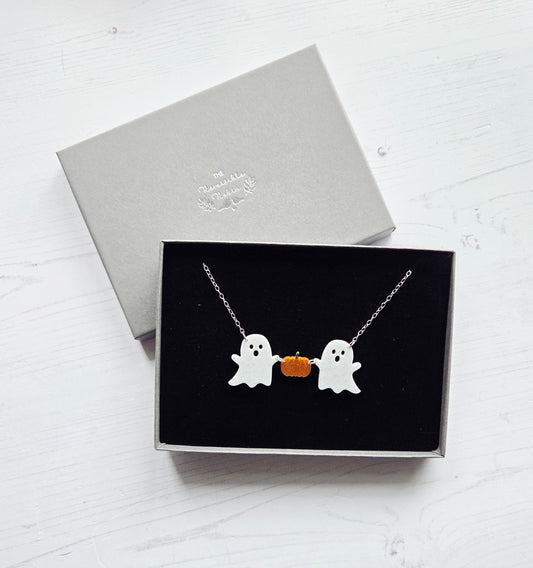 Ghost & Pumpkin Statement Necklace