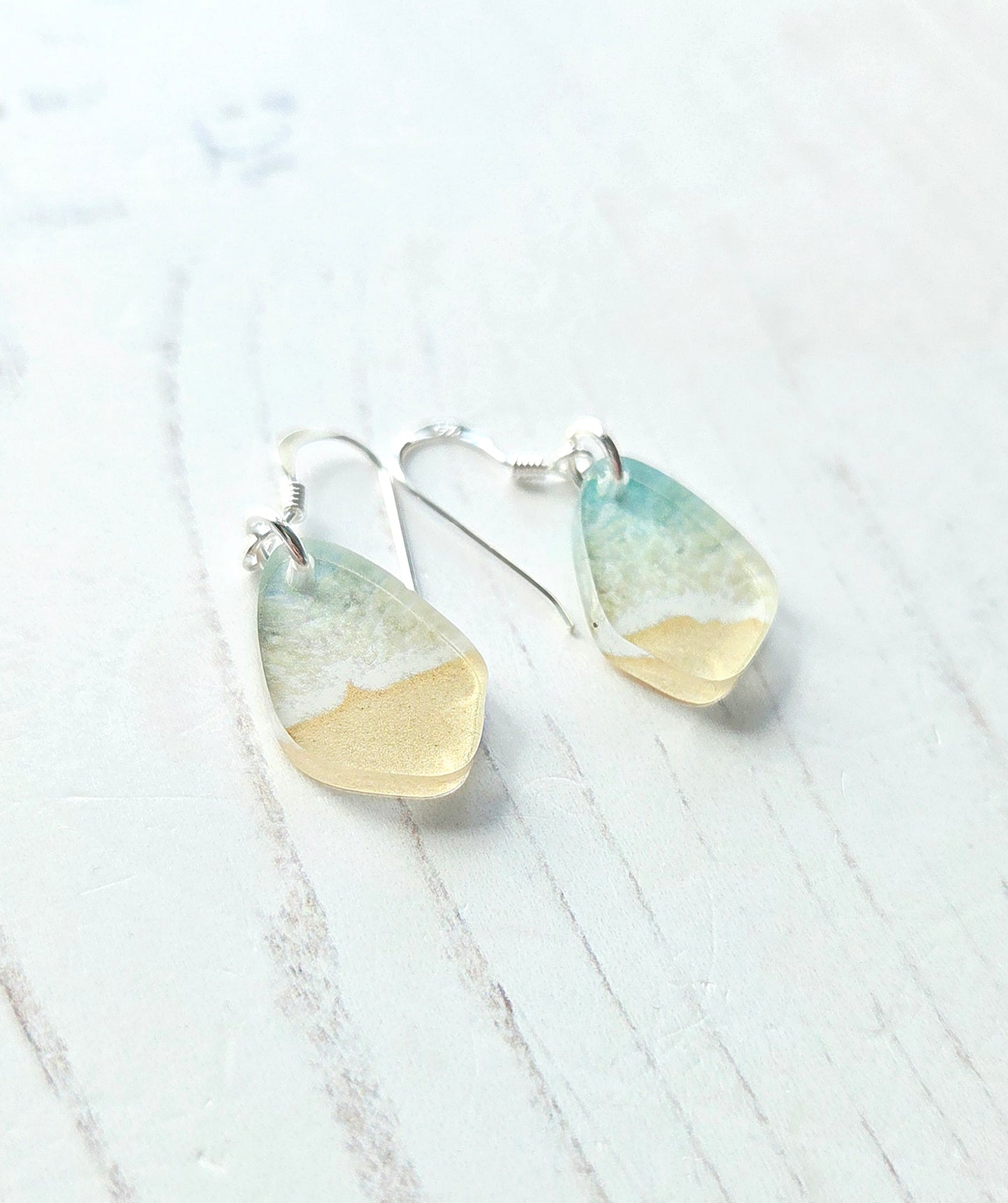 Mini Pebble drop earrings, Beach print