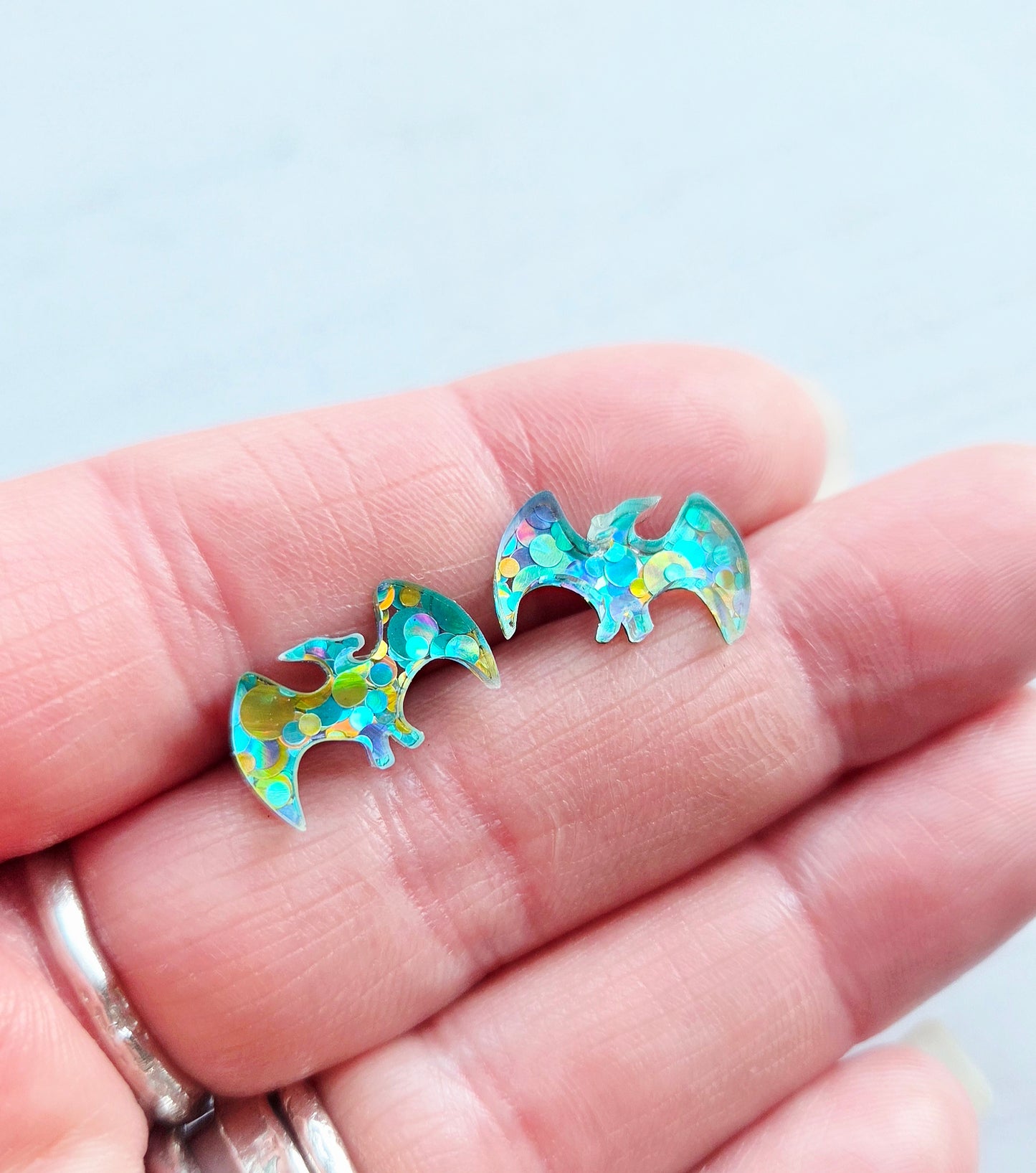 Pterodactyl studs, chunky blue